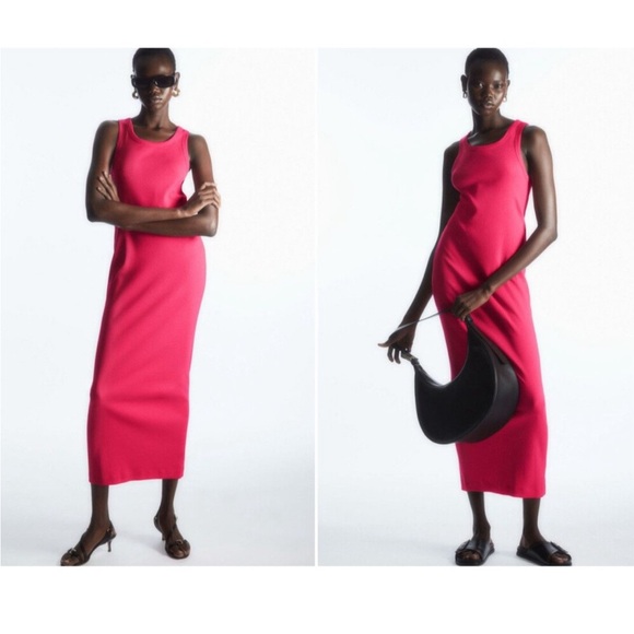 COS Dresses & Skirts - COS Ribbed Tube Tank Midi Dress XS Pink